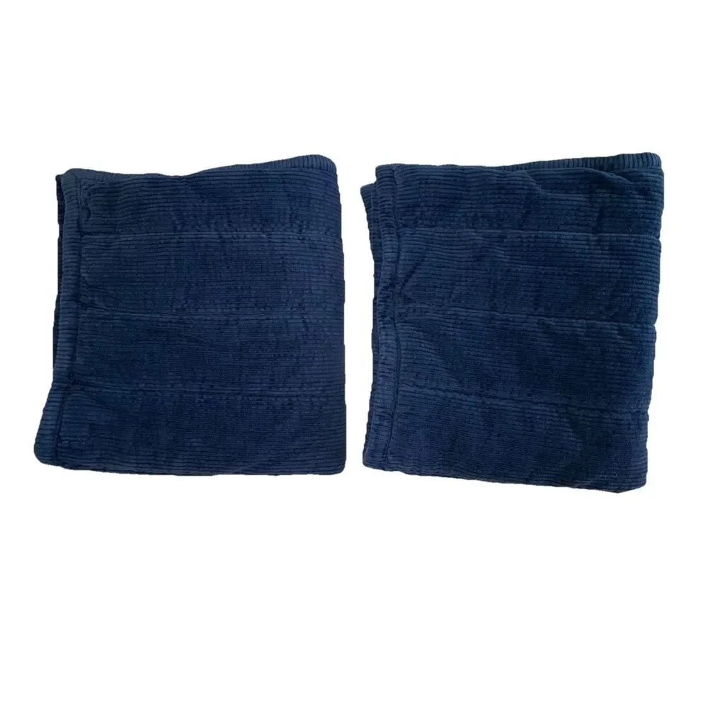 Pottery Barn Teen Emerson 2 Navy Blue Corduroy Pillow Shams European Square